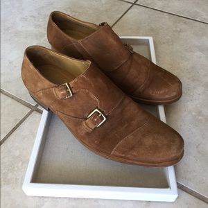 Billy Reid double strap monk suede shoes